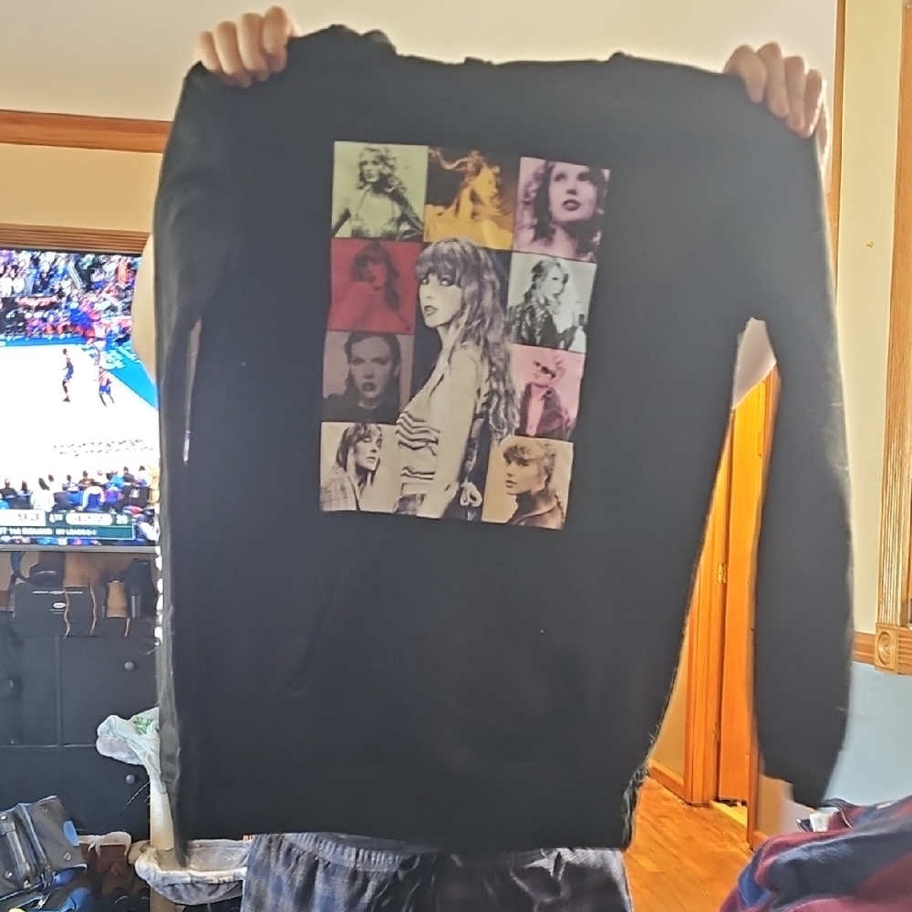 Black Graphic Sweatshirt with Multicolor Pop Art Design